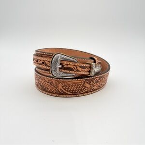 Brown Leather Embossed Belt